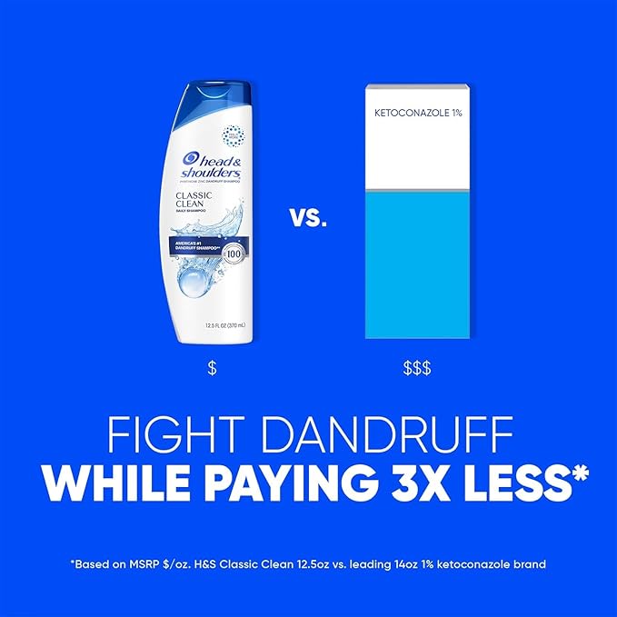 Head & Shoulders Anti-Dandruff Shampoo with 1% Pyrithione Zinc, Classic Clean, Fresh Scent, Daily Use, Moisturizing, Flake Control, Color-Safe, Safe for All Hair Types - Dry, Itchy Scalp, 28.2 Fl Oz