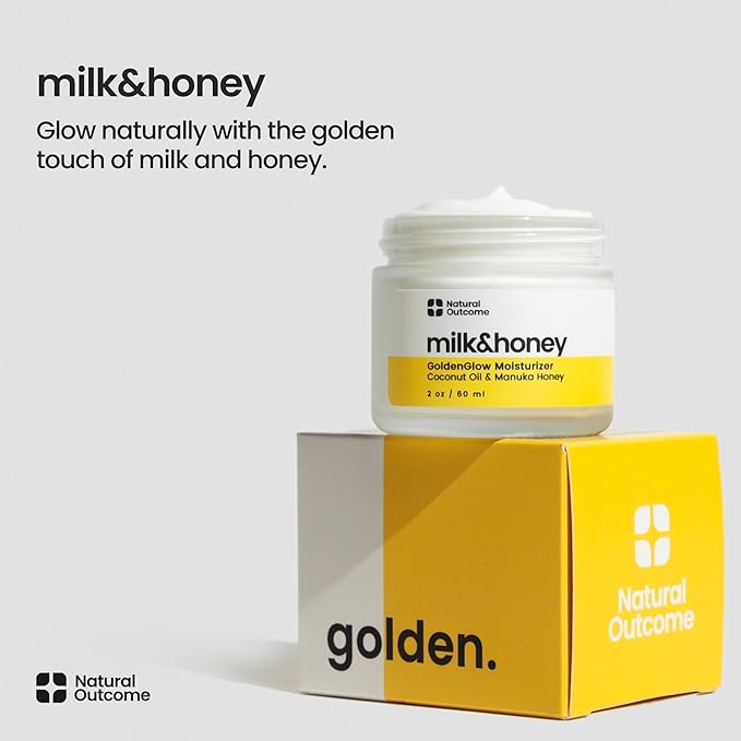 natural outcome Milk & Honey Cream Moisturizer – Coconut Oil & Manuka Hydrating Lotion, Vegan and Organic Body Cream, Face and Hand Cream, Cruelty-Free Honey Body Lotion