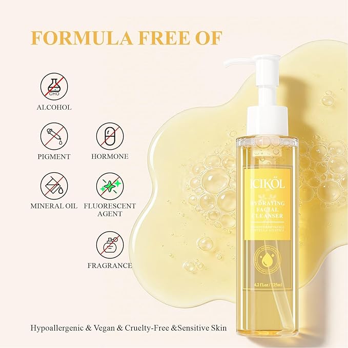 Hydrating Face Wash, Light Makeup Remover Facial Cleanser with Ginseng Centella for Dry and Sensitive Skin, Gentle Daily Foaming Cleansing Gel for Women Men, Alcohol Fragrance Free, 125ml