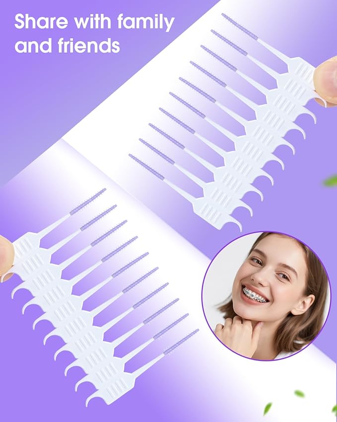 270 PCS Dental Floss Picks, Floss Picks for Teeth, Soft Silicone interdental Brush, Toothpicks Dental Brush, Tooth Flossing Picks with Case, Disposable for Teeth Cleaning, Purple Color