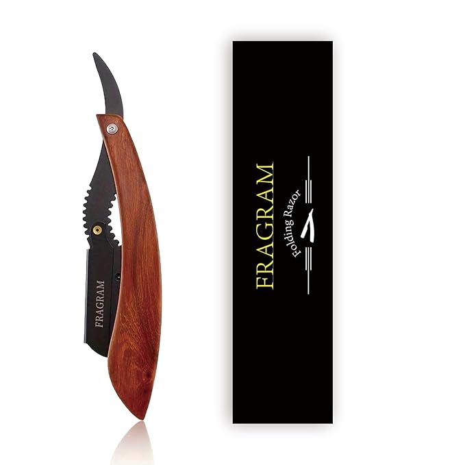 wooden handle manual shaving razor with replacement blade compatible with S23 stainless steel hair clipper, used for shaving razors (剃须刀架+10片刀片)