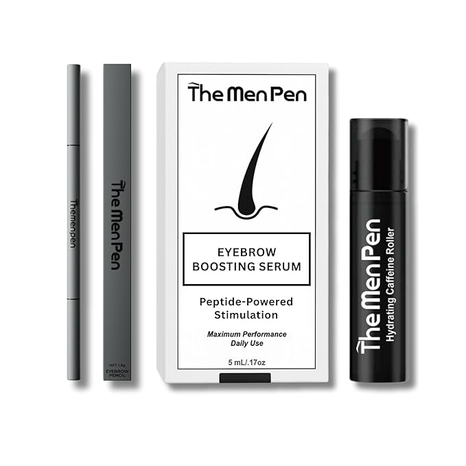 The Men Pen Eyebrow Boosting + Caffeine Kit | Eyebrow, Beard and Hair Filler | Waterproof, Long Lasting, Sweat Proof - Black