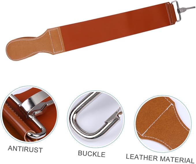 NOLITOY Leather and Canvas Razor Strop Durable Double-layer Sharpening Strap for Smooth Shaving Blades for Barbers and Home Use Hanging Buckle