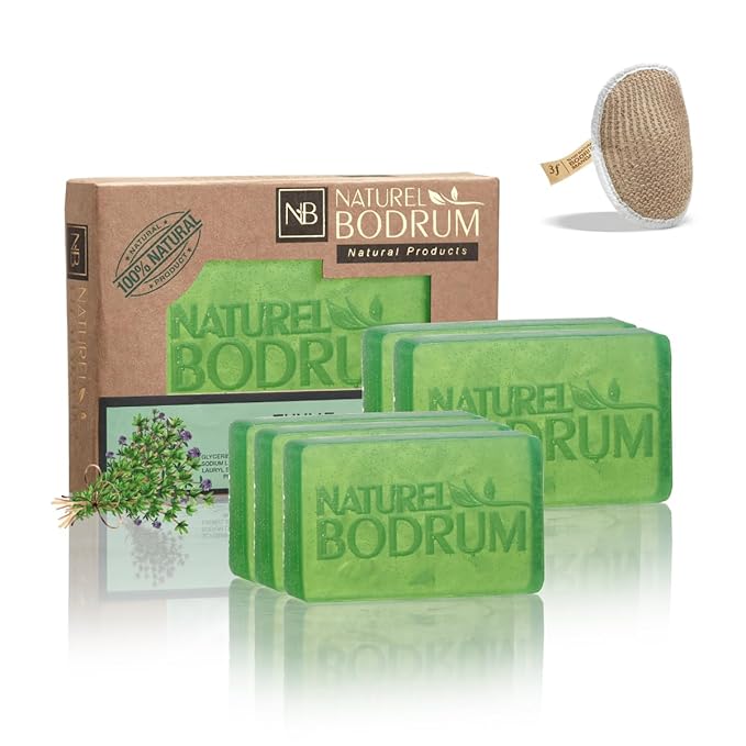 Thyme Organic Soap Bar for Women and Men, Pack of 5 Glycerin Soap Bars - Clarifying Facial & Body Bar Soap for Balanced Oily Skin - Natural & Vegan Spa Gift, for All Skin Types