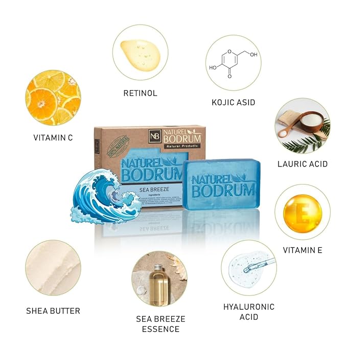 Sea Breeze Organic Soap Bar for Women and Men, Pack of 2 Glycerin Soap Bars - Detoxifying Mineral-Rich Facial & Body Bar Soap with Natural Glycerin - Natural & Vegan Spa Gift, for All Skin Types