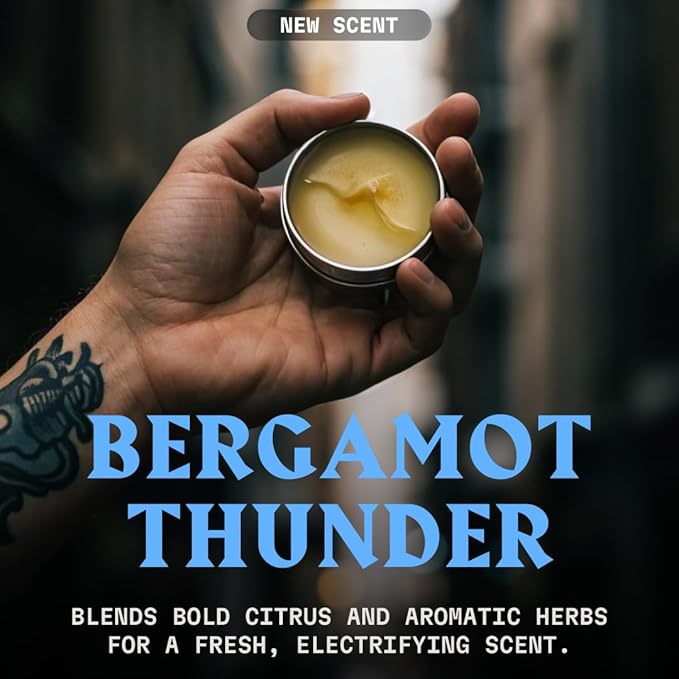Striking Viking Beard Balm for Men - 2 Oz (1 Pack), Bergamot Thunder - Leave in Beard Conditioner - Styling Balm Made with Naturally Derived Beard Butter, Argan & Jojoba Oils