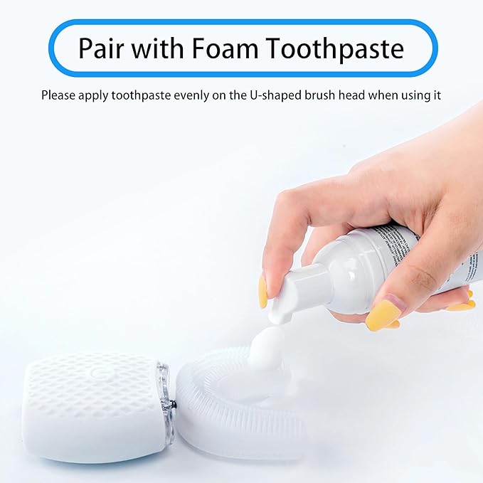Ultrasonic Toothbrush for Adults - Automatic Electric Toothbrush Rechargeable Portable 30'' Automatic Timer Wireless Charging Washable Travel Home Dual-use (White)