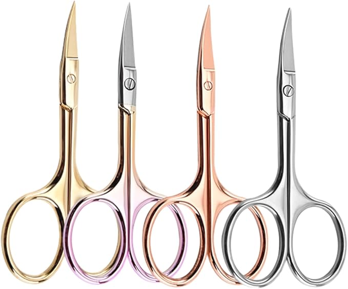 Angoily 12pcs Professional Beard Scissors Stainless Steel Mustache Trimmer for Barbers Painless Shears Random Color