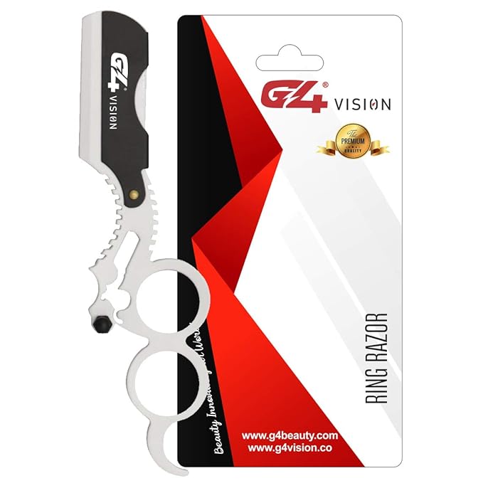 G4 Vision Universal Replaceable Half Blade Straight Razor with 100 Blades, Professional Double Ring Barber Single Edge Shave Razor (White)