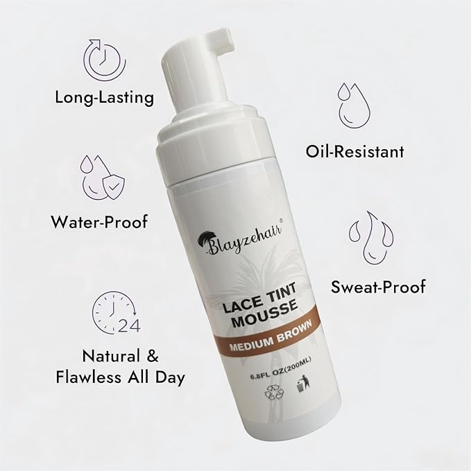 Lace Tint Melting Hair Mousse Foam for Women Men Hair Wig Lace Wigs Toupees and Hairpieces Natural Finishing Lace Color(Medium Brown)