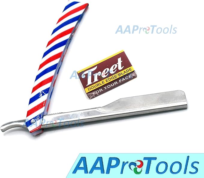 Barber Straight Razor Kit - Durable Barber Straight Edge Razor Kit with 20 Pre-Cut Straight Razor Blades, Straight Razor Shaving Kit (Red,White,Blue)