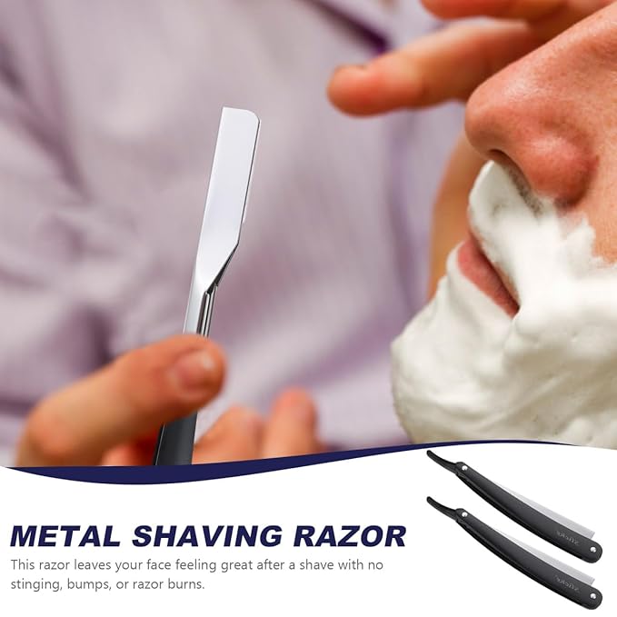 Uonlytech Manual Straight Edge Razor for Men Black Portable Barber Razor Blade Shaper for Precise Shaving and Beard Styling at Home and Travel