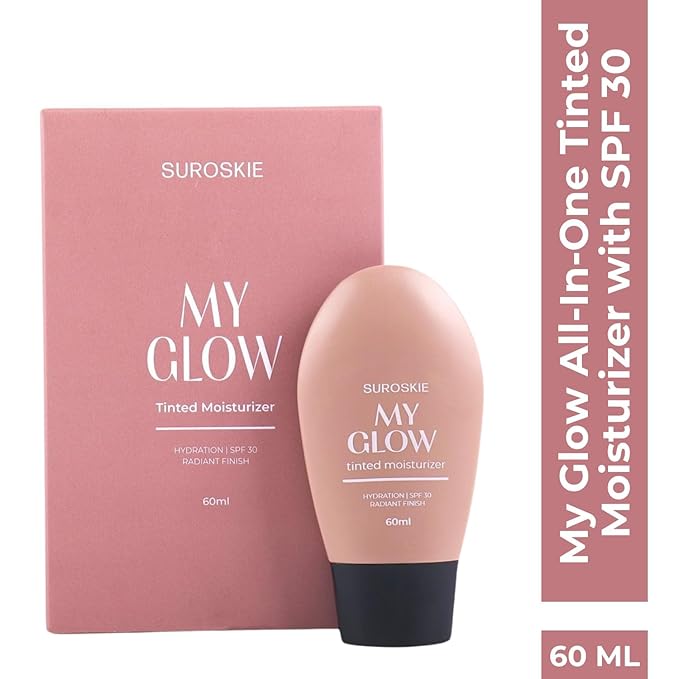 Glow All-In-One Tinted Sunscreen SPF 30 Moisturizer 60 ml Light Shade | Natural Glowy Finish | Intense Hydration & UVA/UVB Protection | Sweat resistant | Niacinamide Cream For Men & Women