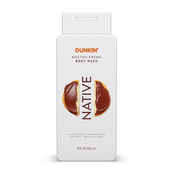 Native Body Wash, Dunkin Boston Kreme, Contains Naturally Derived Ingredients | For Women & Men, Sulfate, Paraben, & Dye Free Leaving Skin Soft and Hydrated | 18 oz