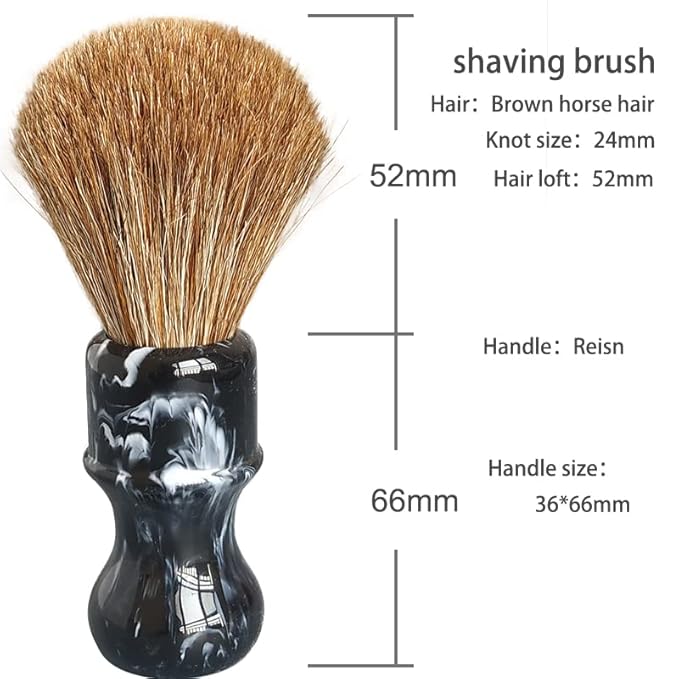 24mm brown soft horse hair shaving brush for man wet shaving (Black)