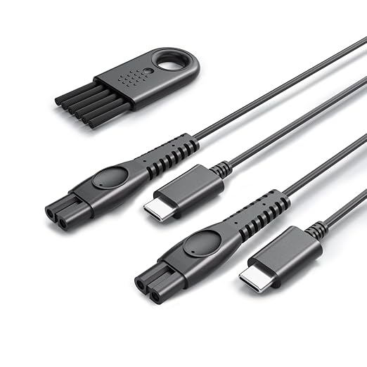 Superer 5V Charger Fit for Philips Norelco One Blade QP2724 QP2834 QP1924 QP4631 QP6542 QP4530, MG7910 MG5910 MG9510 MG9525, X3001 S3341 X3052, for Phillips Power Shaver Cable (USB-C 2-Pack)