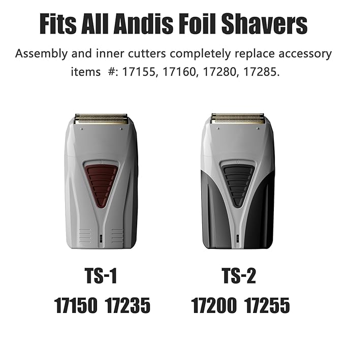 Foil Shaver Replacement Fit for Andis Model TS-1 TS-2 17150 17200 17235 Pro Foil Shaver, Replaces #17155 17160 17280 Foil and Blades -Profoil Lithium Shaver Head Parts- Hypoallergenic Gold Foil-1 Pack
