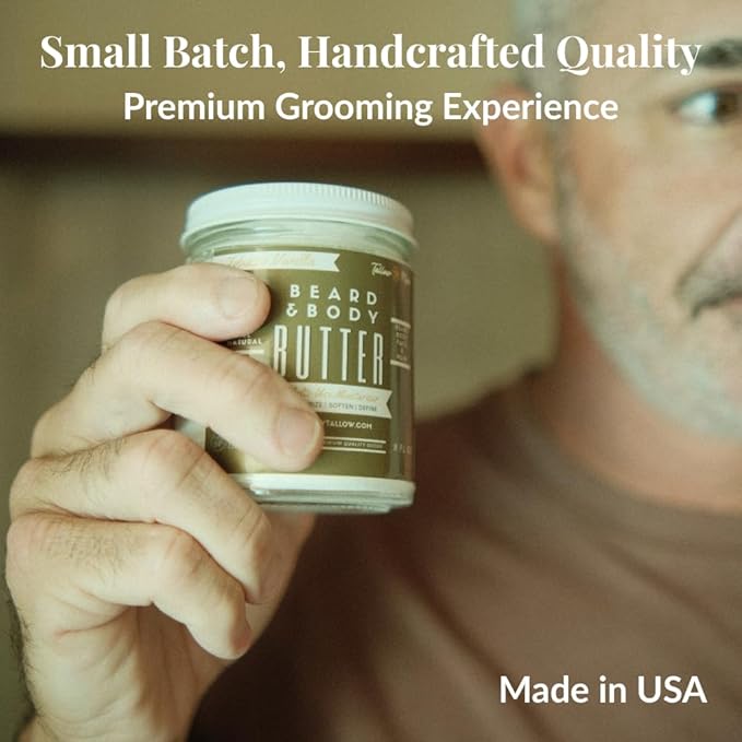 Tallow Man Tobacco Vanilla Beard + Body Butter | Men's Grooming | Grass-Fed Tallow | 9oz