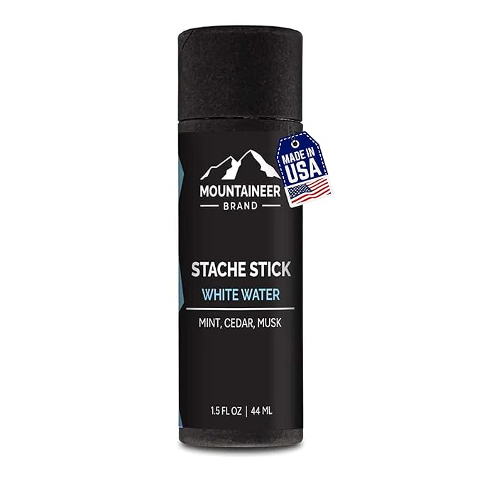 Mountaineer Brand Stache Stick | White Water Scent | Made with Natural Ingredients in West Virginia | Firm & Long Lasting Hold | Mustache Wax | Moustache Shape & Styling | Beard Wax for Men | 1.5oz