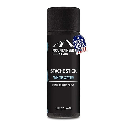 Mountaineer Brand Stache Stick | White Water Scent | Made with Natural Ingredients in West Virginia | Firm & Long Lasting Hold | Mustache Wax | Moustache Shape & Styling | Beard Wax for Men | 1.5oz