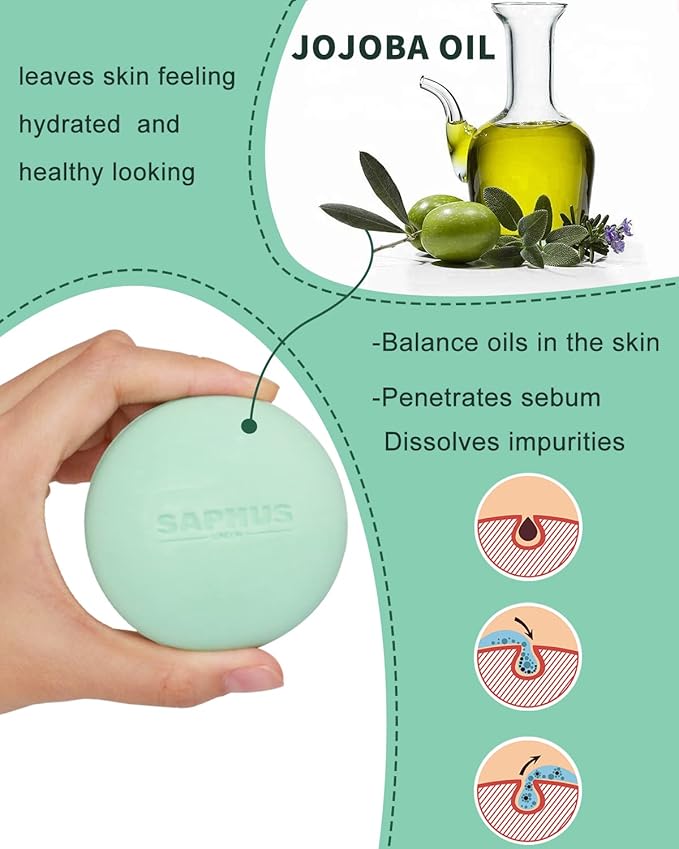 Face Wash Bar, Facial Cleansing Bars Balancing Face Soap Cleanser with Amino Acids & Jojoba Oil for Gentle Exfoliation for Oily Skin, Soap Free, Sulfate Free, Zero Waste
