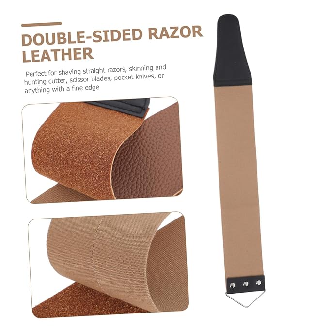 minkissy 4pcs Double-sided Sharpening Strop Tool for Home Use Practical Manual Shaver Polishing Belt Easy to Use Barber Quality Convenient Hanging Design for Maintenance