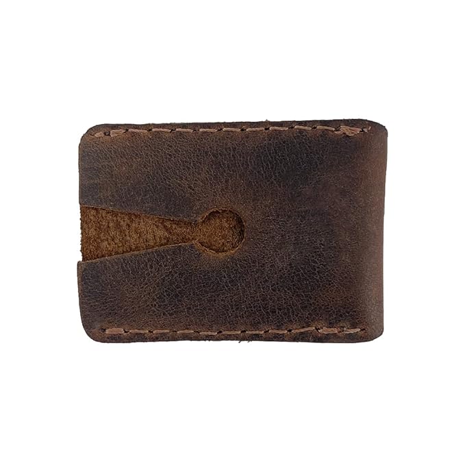 Hide & Drink, Leather Double Edge Safety Razor Head Protective Sheath, Shaving Travel Cover Handmade (Bourbon Brown)