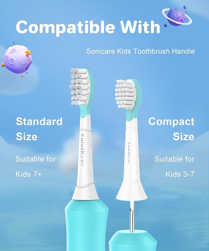 Kids Replacement Heads for Philips Sonicare: 3+ Years Old Children Soft Electric Toothbrush Compact Child Brush Head for Boys Girls, Blue 4 Pack