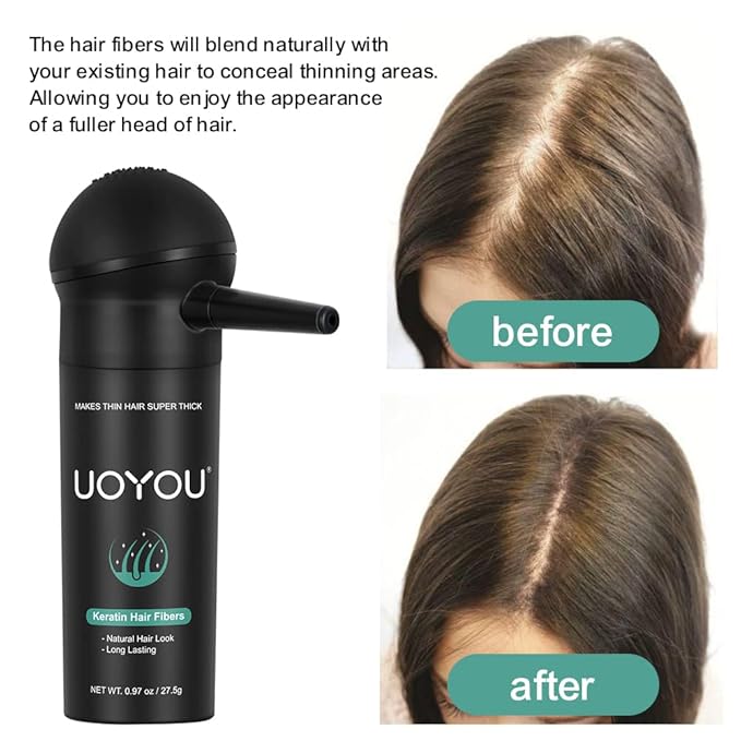 GREY Hair Fibers for Thinning Hair 27.5g Bottle with Applicator | Undetectable & Natural Keratin Hair Fibers Concealer for Hair Loss for Men and Women | Hair Building Fibres Powder [GREY]