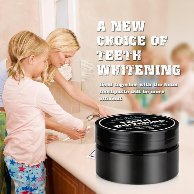 Teeth Whitening Charcoal Powder, Activated Charcoal Tooth Cleaning Powder, Natural Toothpaste Alternative, Oral Care Sets Natural Coconut, Organic and Chemical Free (1)
