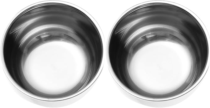 TEHAUX Men’s Stainless Steel Shaving Soap Bowls 2pcs Bubble Brush Vessels Silver Grooming Shave Accessories for Bathroom Use