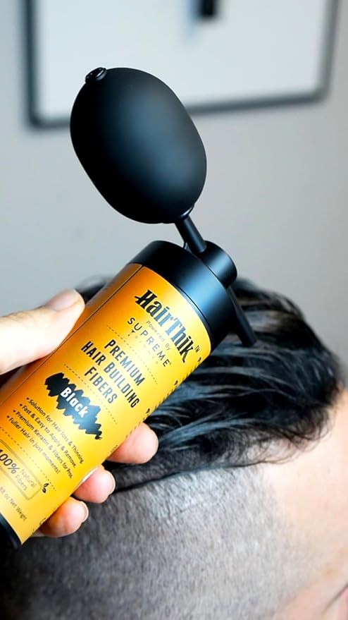 Supreme Trimmer Hair Building Fibers - Instantly Fill in Fine or Thinning Hair for Thicker, Natural, Fuller-Looking Hair for Men & Women – Hair Thinning & Balding Solution | Black, 15 Grams