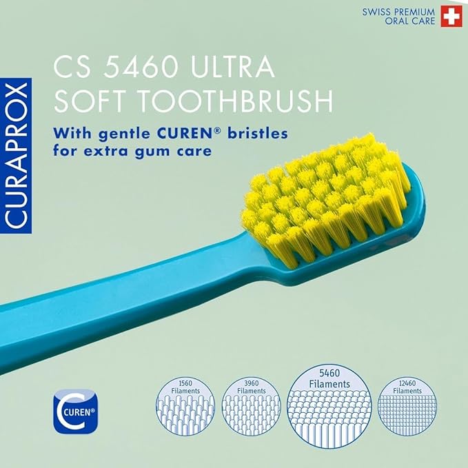 Curaprox CS 5460 Ultra-Soft Toothbrush – for Sensitive Teeth & Gums | Gentle Plaque Removal | 3-Pack |Random Colour