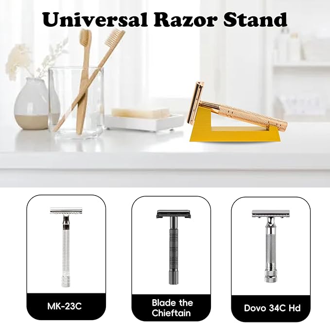 Aluminum Alloy Razor Stand, Safety Aluminum Men's Shaving Stand Silver for Bathroom Countertops, Compatible with Henson AL13, AL13-M and Ti22, Anti-Rust and Durable