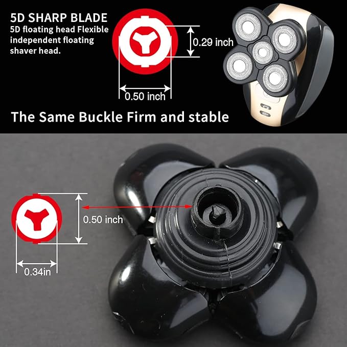 5 Blades Electric Shaver Replacement Heads Universal Blade for Razor (5D Black)