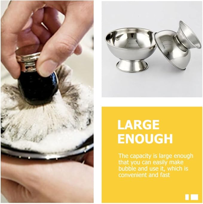 PRETYZOOM Stainless Steel Footed Shaving Mug Shaving Soap Bowl Large 11cm Reusable Shave Bowl