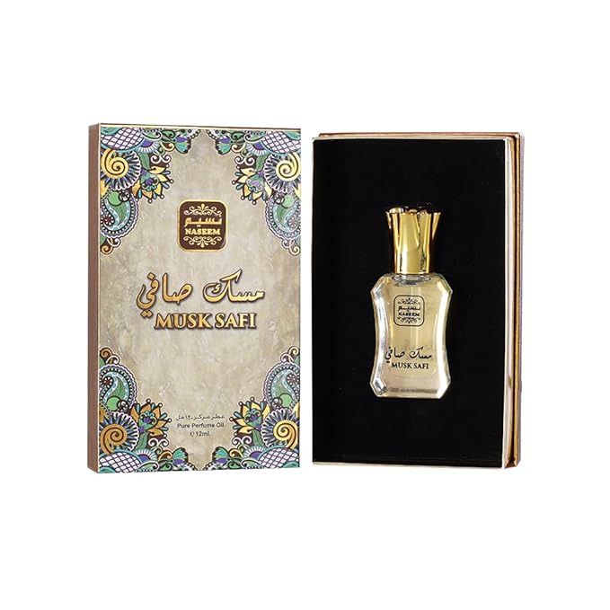 Naseem Musk Safi Perfume Oil 12ml - Premium Eau De Parfum for Men & Women - Long Lasting Fragrance with Subtle Woody, Amber, and Sandalwood Notes, Alcohol-Free Arabian Scent for All Occasions