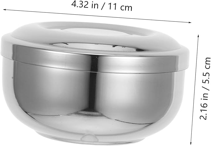 Stainless Steel Shaving Bowl with Lid for Men Sturdy Shave Soap Dish Travel-Friendly Shaving Cream Container for Wet Shave Home Salon Use