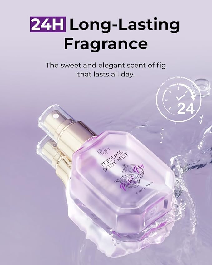 BOM Petit Fig Perfume Body Mist 3.71 Fl Oz, Fig Scented Mist with Hyaluronic Acid, Niacinamide & Vitamin C, Hydrating, Lightweight Body Perfume, Long Lasting Fragrance, Korean Skincare