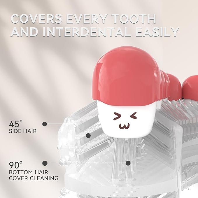 Adult Sonic Automatic Electric Toothbrush, 360° Oral Cleaning Stain Whitening, IPX7 Waterproof Rechargeable, u-Shape Brush Head*3+Straight Handle Brush Head*2 (White - Cup)