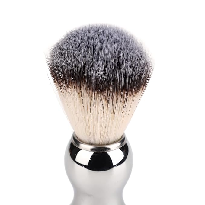 Premium Men's Shaving Brush, Soft fibers Strong Cleaning Force, Silver Plated Handle, Home Salon Use