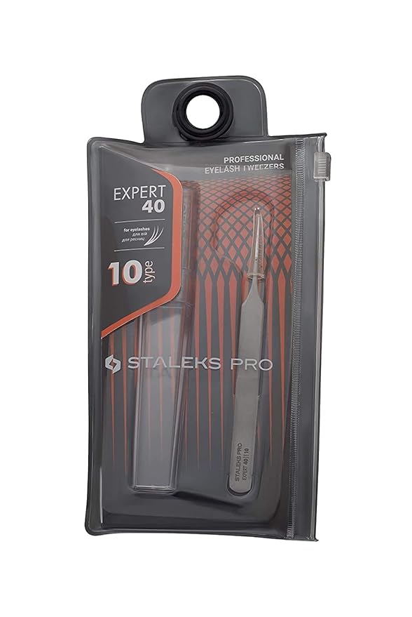 Staleks Pro Professional Eyelash Tweezers EXPERT 40 Type 10 – Straight Tip – Stainless Steel – For Classic Eyelash Separation