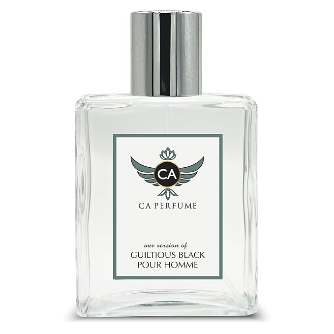 CA Perfume Impression of Guiltiness Black Pour Homme For Men Aromatic Fougere Fragrance Long Lasting Mens Perfume Eau De Parfum 3.4 Fl Oz 100ml