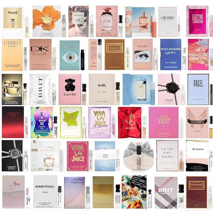 Set of 10 Designer Cologne Sample Vials For Women Mixture of Perfumes Excellent Quality Sprays Scents for all situations Great for Travel Smelling Nice at all Times (FEMALE SET OF 10)