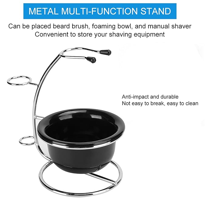 Shaving Stand Holders Foaming Soap Bowl, Double Metal DesignShave razors Stand Soap Bowl Mug Set Beard Shaving Tool Set for Razors Brush