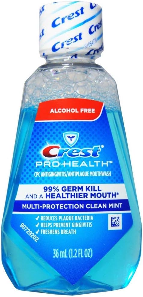 Crest Pro-Health Clean Mint Multi-Protection Mouthwash (Mouthrinse), Travel Size 1.2 oz (36 ml) - Pack of 12