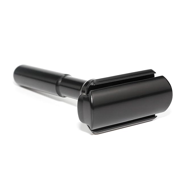 Adjustable Safety razor double edge razor Classic Safety razor, Matte black coating.RZ700 (1 Razor, 1 Leather Protective Sleeve & 10 pcs Titanium Coated Blades)