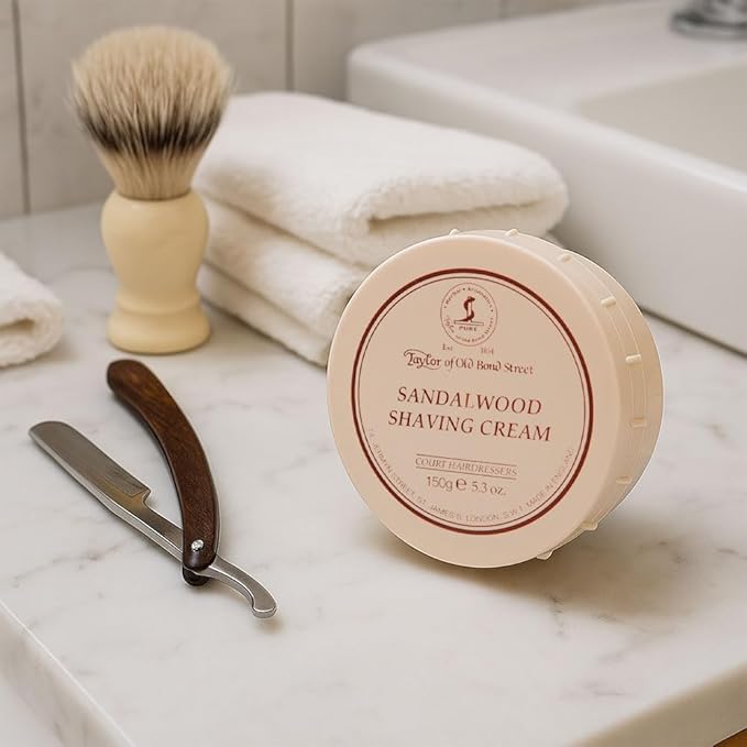 Taylor of Old Bond Street Sandalwood Fragrance Shaving Cream Bowl 150g (2-Pack) – Rich Lather for Traditional Shaving