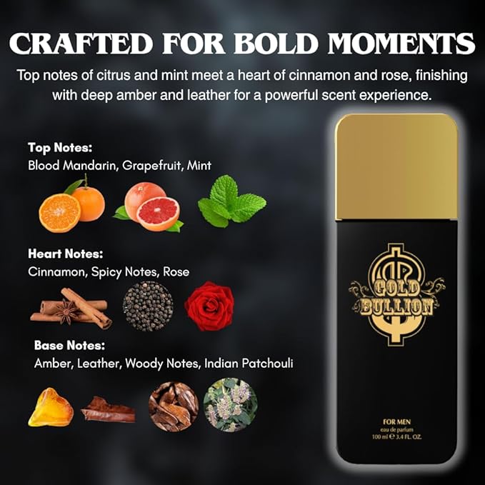 Perfume for Men - INSPIRED by A WORLD RENOWNED MEN’S PERFUME - Grapefruit, Mint, Cinnamon, Leather - Spicy, Sensual, Fresh, Long-Lasting - Eau De Parfum 100 ml (3.4 fl oz)