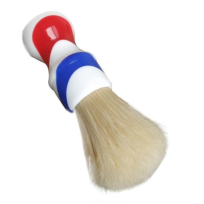 plisoft boar bristle hair shaving brush good backbone with barber pole resin handle has brean in